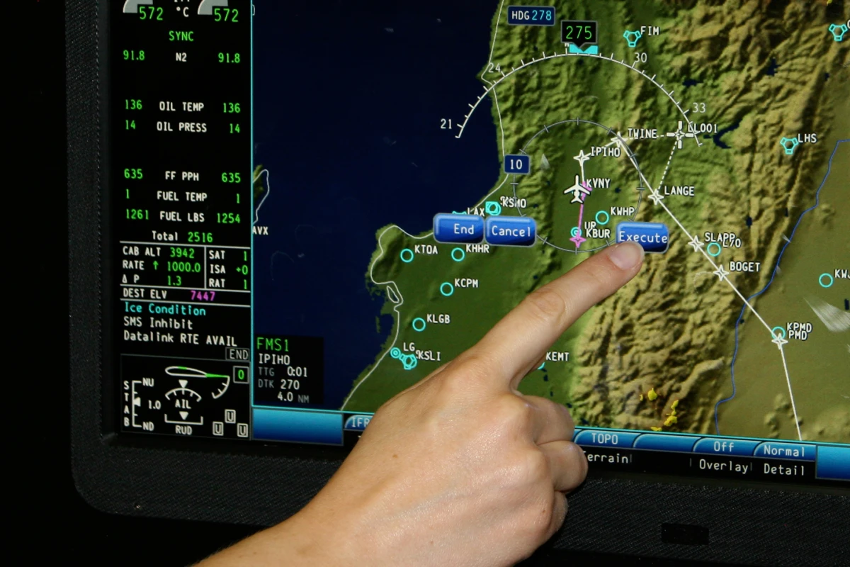 Rockwell Collins touch-control primary flight display (PFD)