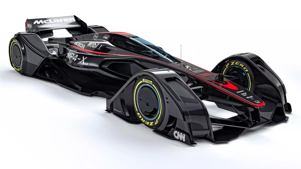 The McLaren MPX-4 concept race car gives one potential vision for the future of Formula One