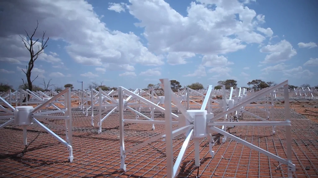 The newly inaugurated Murchison Widefield Array (MWA) telescope located at the Murchison Radio-astronomy Observatory (MRO)