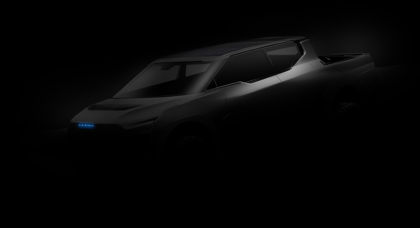 Karma teases a pickup truck as part of its plans to explore new markets for its extended-range electric powertrain tech