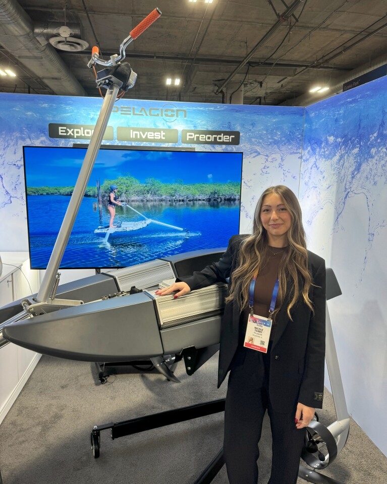 Pelagion's Social Media Manager, Nicole Terry, poses with the HydroBlade