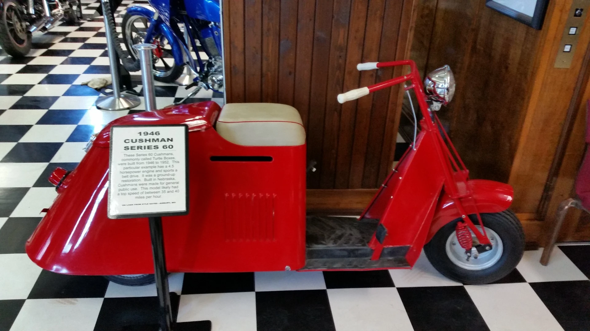 This old Cushman shows that two wheels aren't necessarily confined to motorcycles at the museum