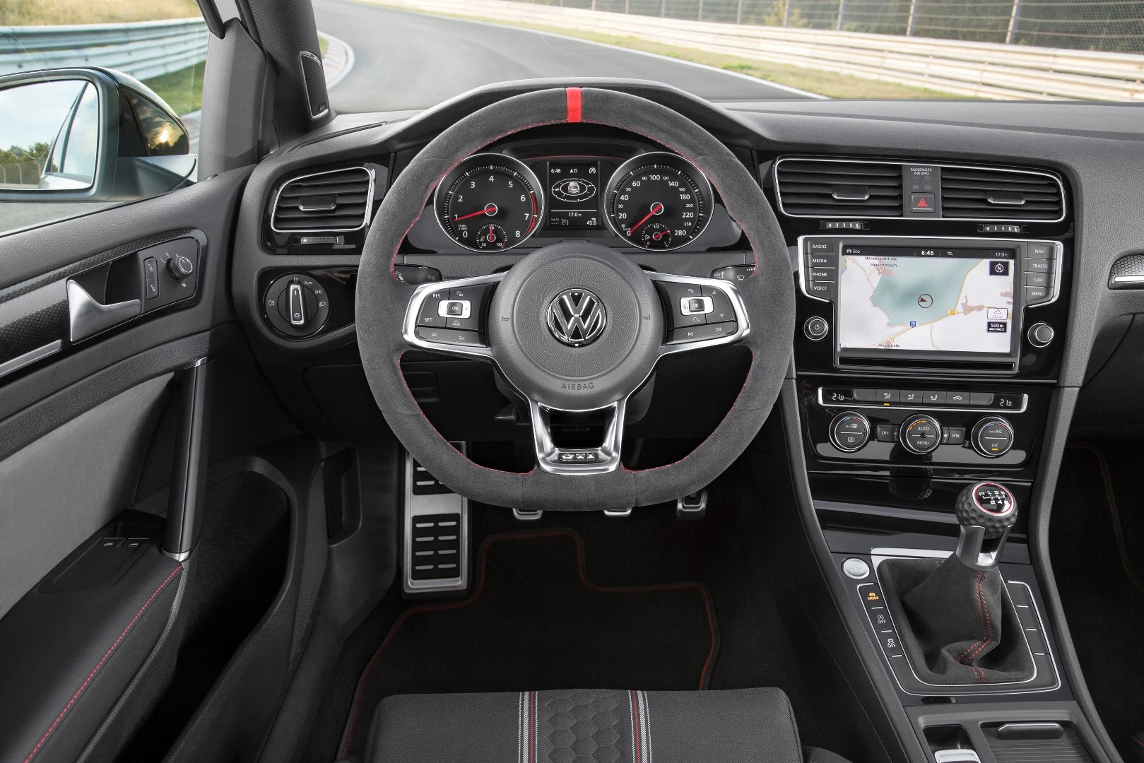 Inside, the GTI Clubsport has new folding race seats, a variety of Alcantara trim and more