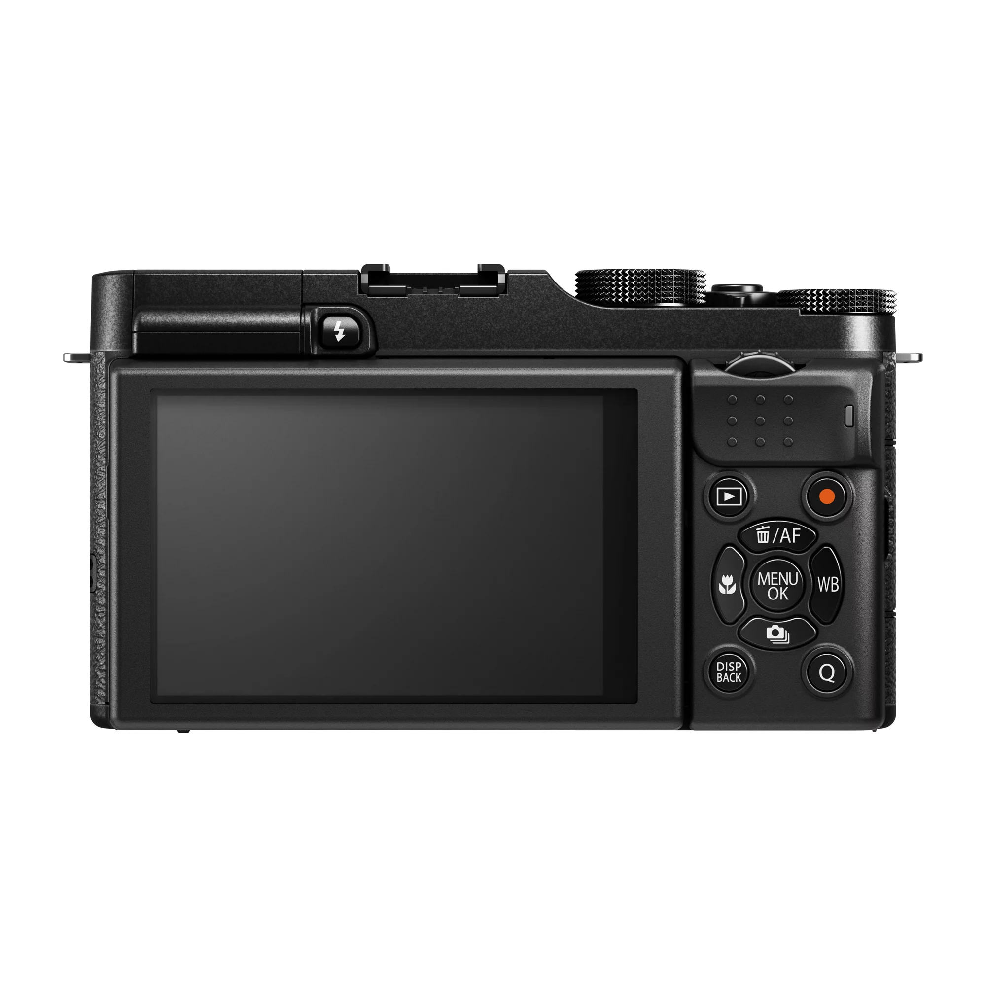 Fujifilm has placed all of the camera's key buttons and dials on the right side for one-handed operation