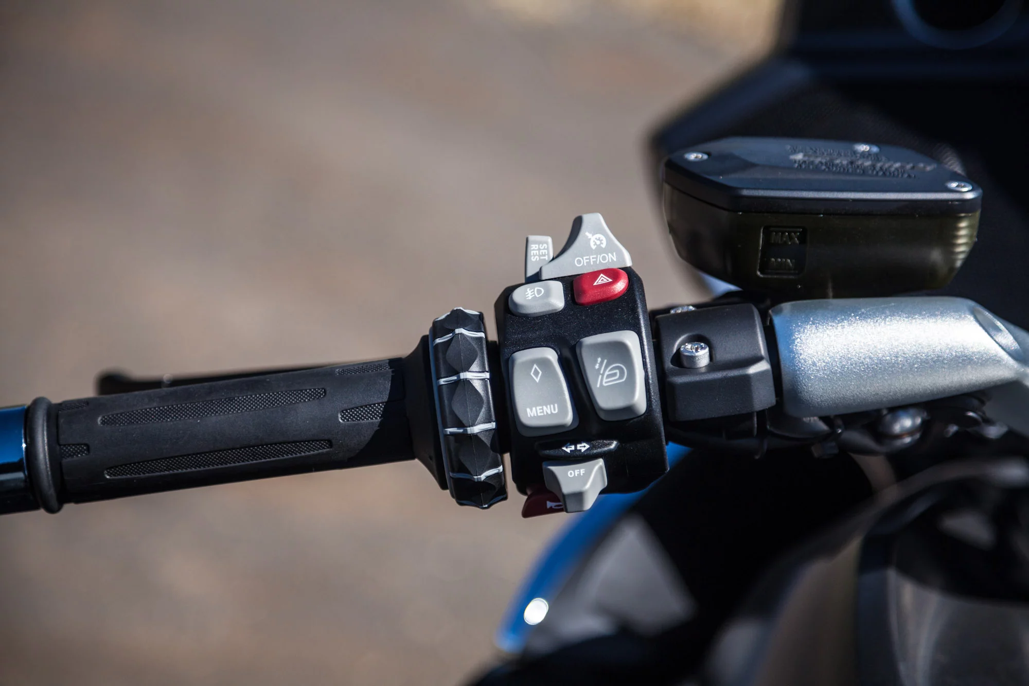 The BMW K1600GTL - left handgrip, with multi-scroll toggle wheel (Photo: Loz Blain)