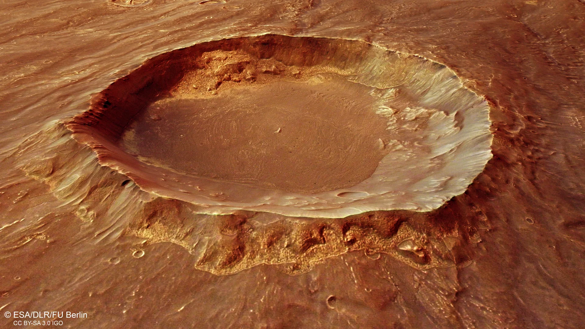 Deep crater, perspective view (Credit: ESA/DLR/FU Berlin, CC BY-SA 3.0 IGO)