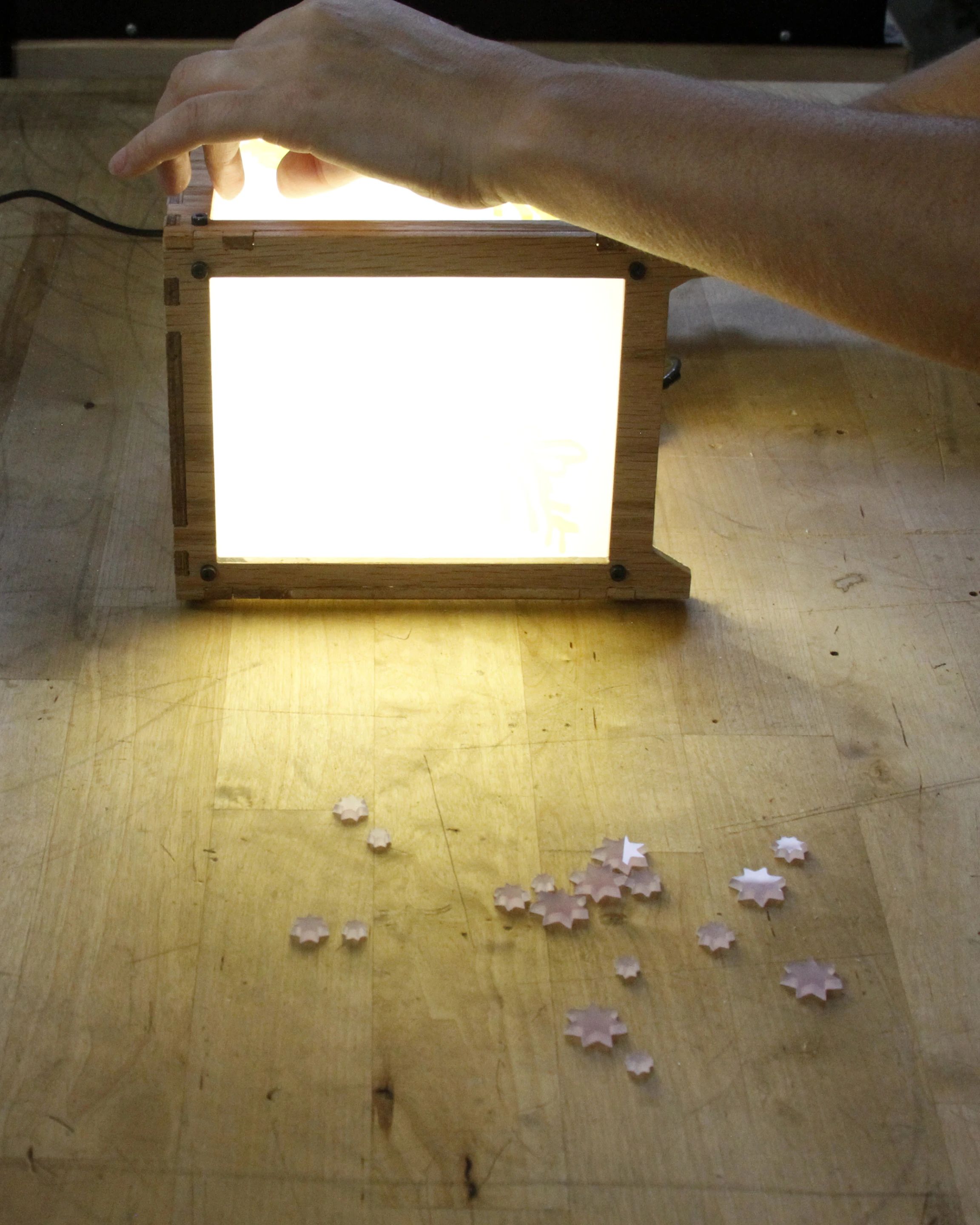 A Carvey etched lampshade