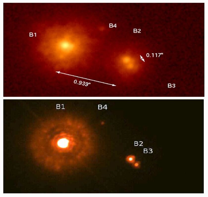 Comparison between 8 meter aperture Gemini telescope and 6.5 meter Magellan telescope with new adaptive optics system (Photo: University of Arizona)