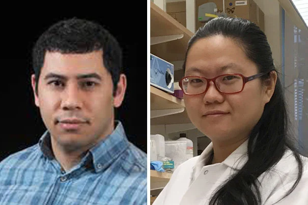Researchers from Harvard Medical School, Ali Yetisen (left) and Nan Jiang, who worked on the Dermal Abyss project