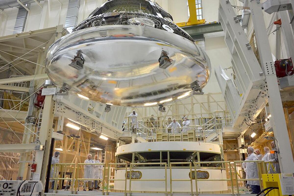 The heat shield, attached to the underside of the Orion spacecraft (Photo: NASA)