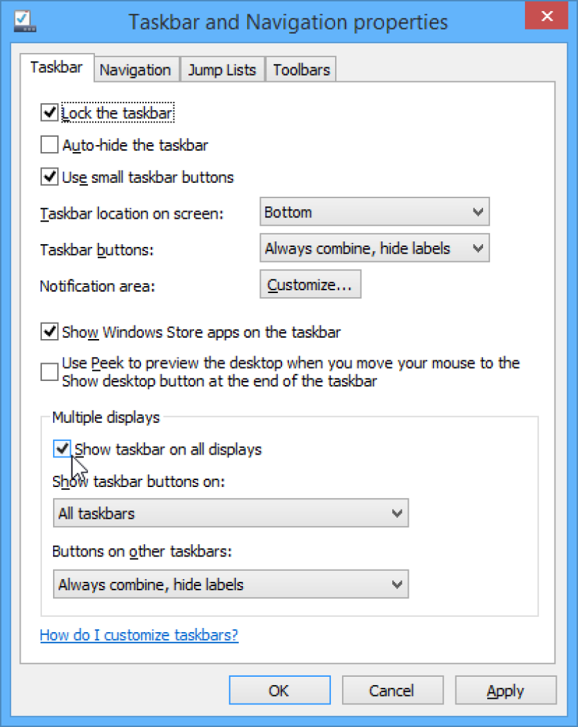 Show Taskbar on all displays