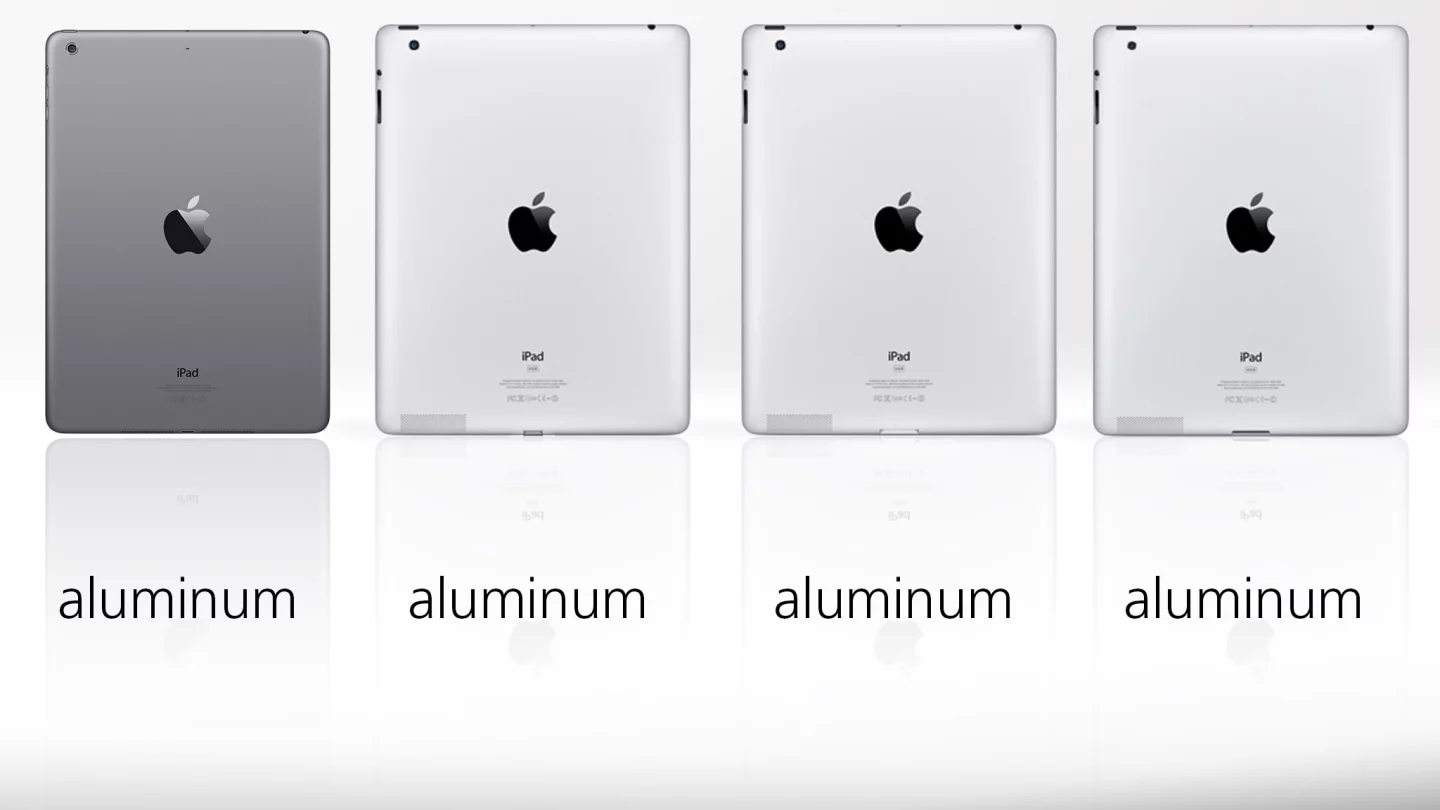 The iPad Air is still aluminum, but has a new look and finish