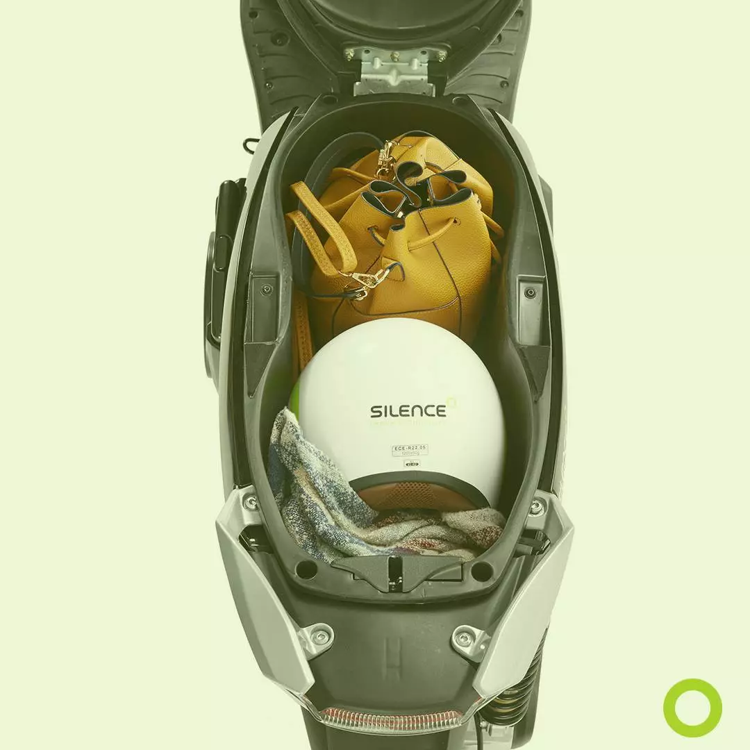The S01's under seat storage compartment can be unlocked using a companion mobile app