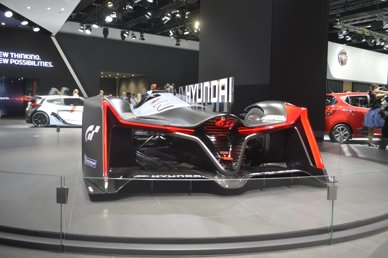 Rear view of the N 2025 Vision Gran Turismo, on display at the Frankfurt Motor Show
