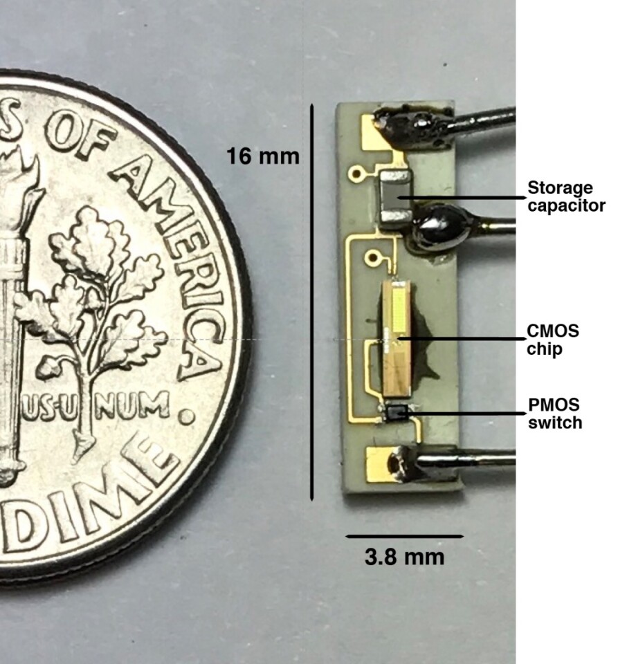 The entire circuit board for the innovative device is smaller than a dime