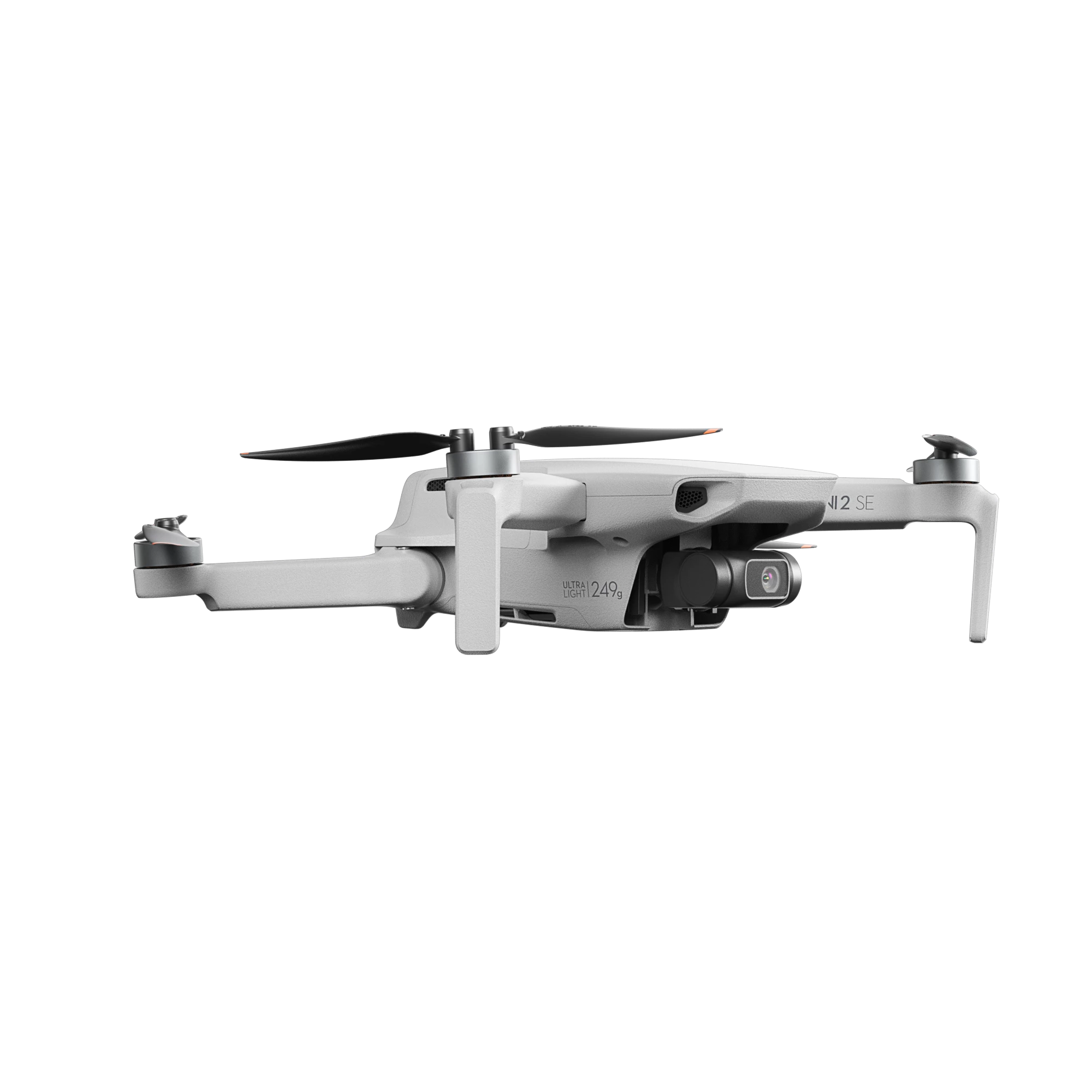 The Mini 2 SE 's camera module is mounted to a 3-axis stabilized gimbal