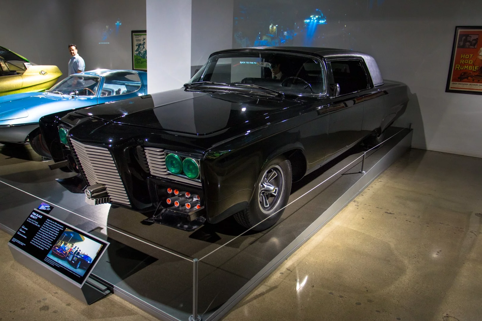 Ahhhh, the superhero shows of the 1960s. Based on a 1966 Chrysler Imperial, this is Black Beauty from Green Hornet. With a bunch of Batmanesque gadgets on board, it was driven by none other than Bruce Lee, who played Kato in the series.