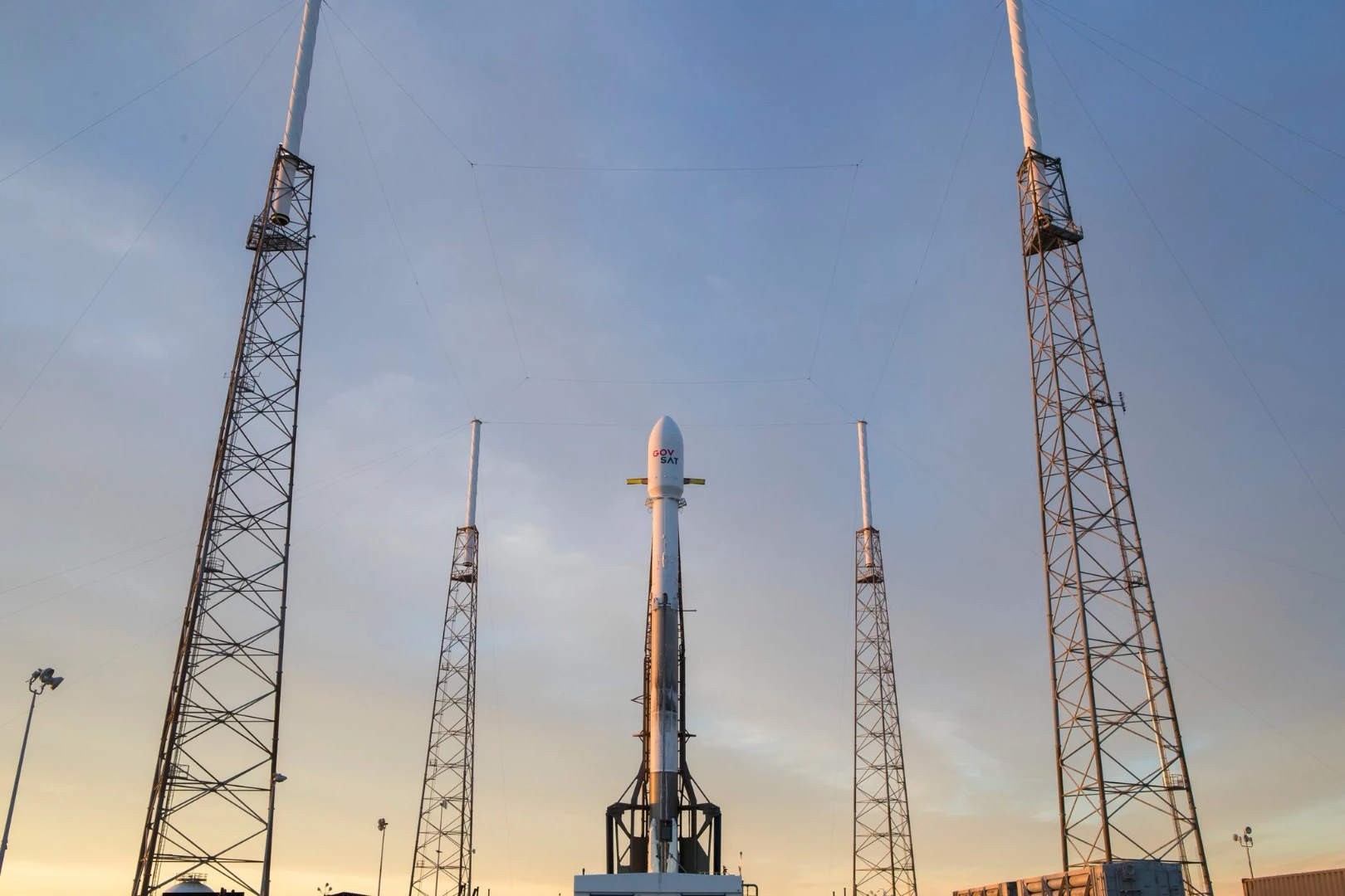 SpaceX's Falcon 9 rocket sits on the launchpad ahead of liftoff