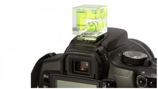 Camera cube level mounts on your camera's hot shoe