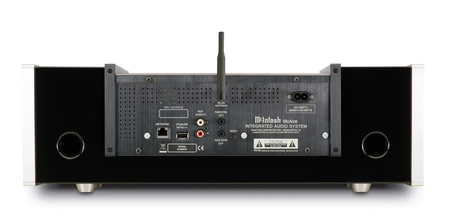In addition to Ethernet wired or Wi-Fi network connectivity and Apple AirPlay technology, the system also features USB input and stereo RCA auxiliary inputs