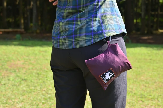 When packed away in its pouch, Chammock can be carried either on a belt or in a backpack