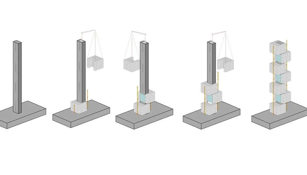 The construction process for the Elastic Woodscraper II (Image: Weingartner Architects)