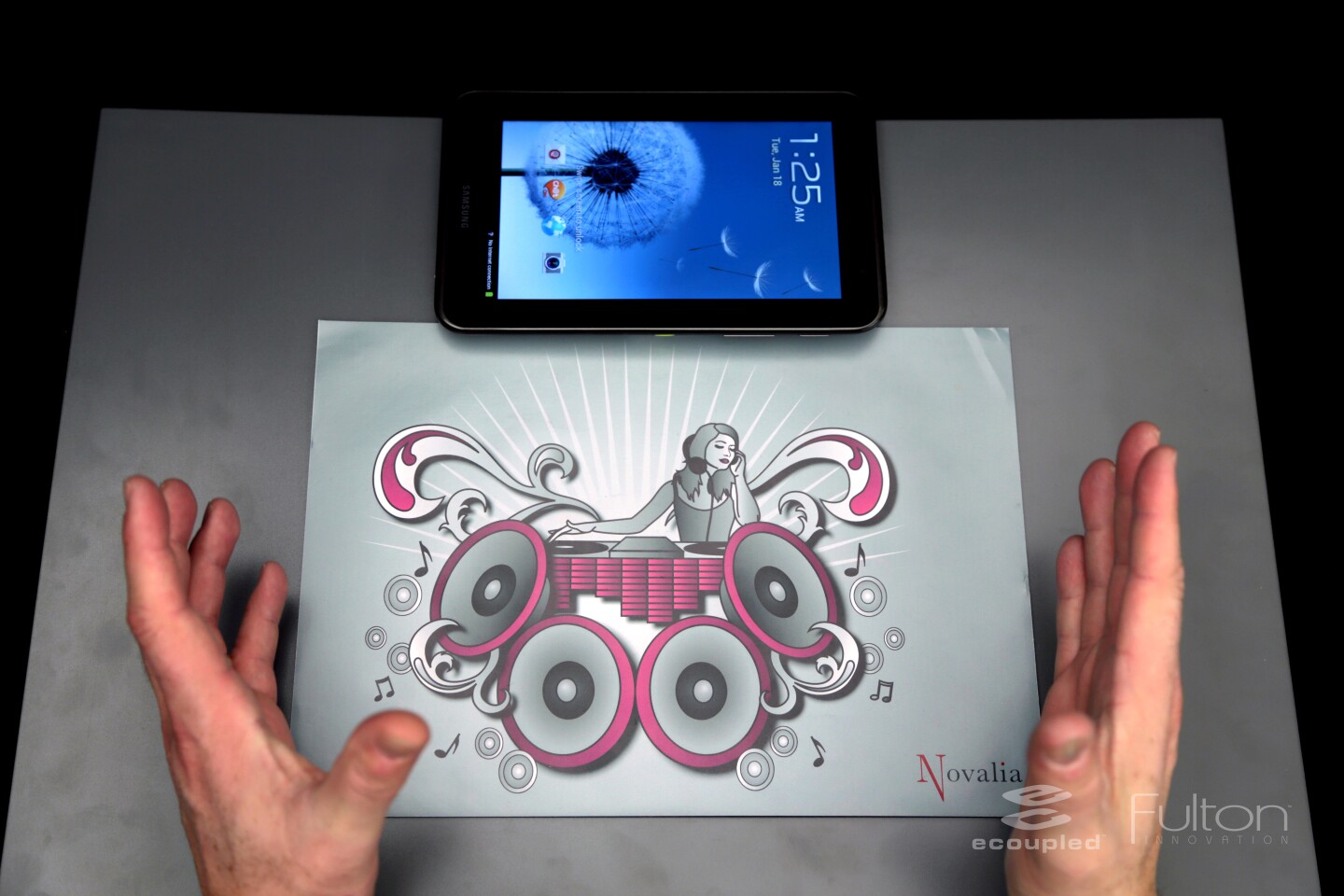 Fulton has developed an interactive printed poster featuring an illustration of a DJ console that can actually be played