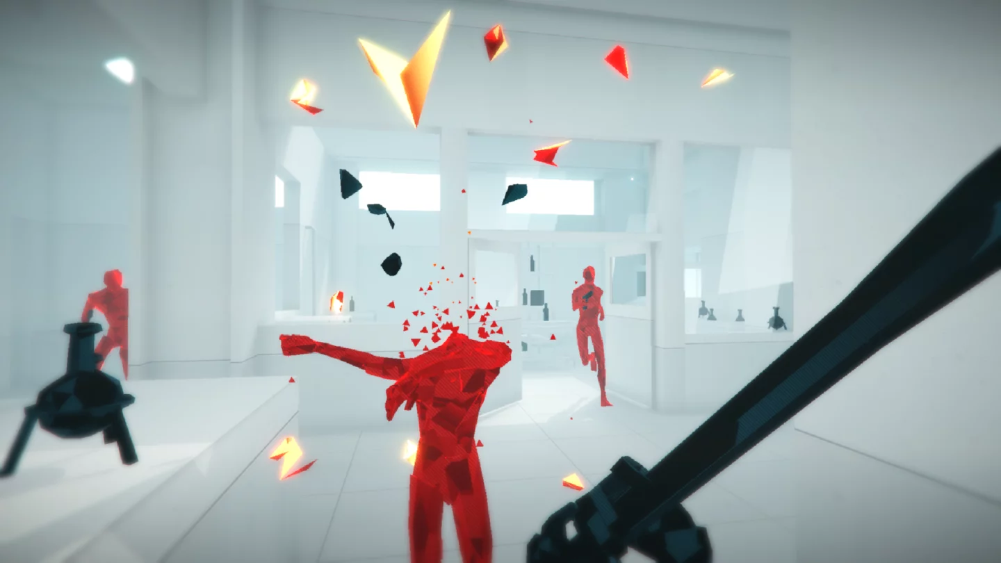 In Superhot, you'll hear a sound of glass shattering as you destroy your polygonal enemies