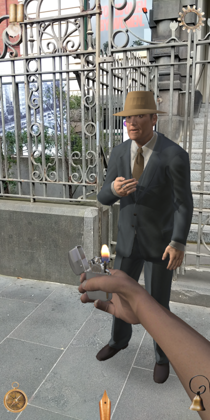 To perform actions like lighting a character's cigarette, players have to move their phone towards them, which is a nice immersive touch