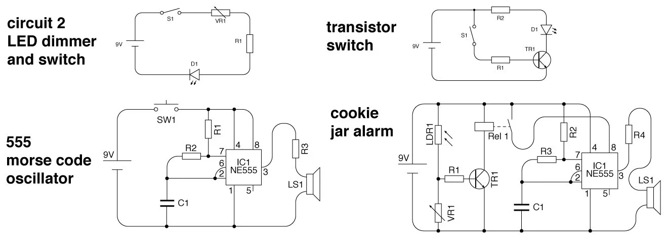 The circuit diagrams of all the projects featured in the gallery, which all appear on the Minty Geek website