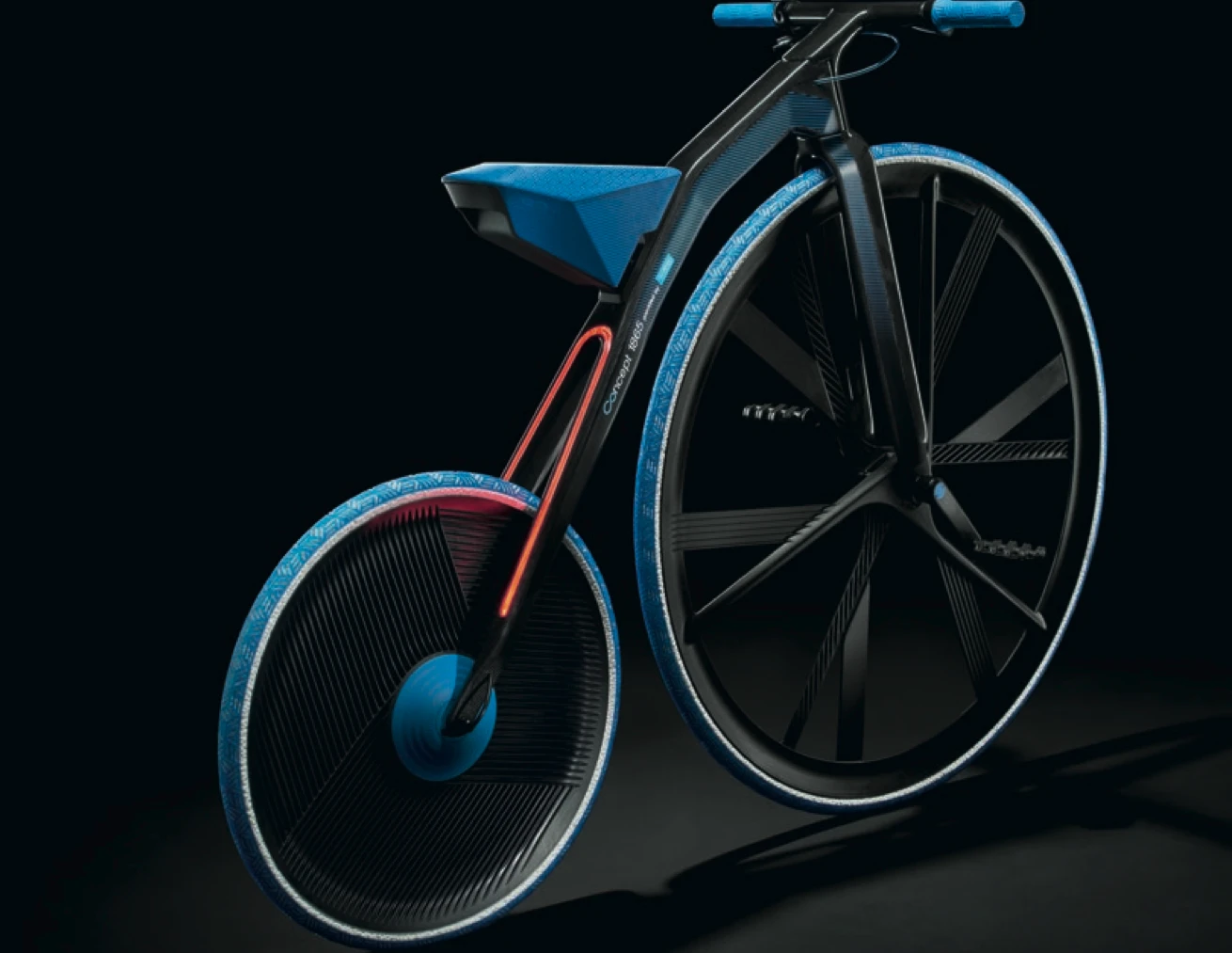 The concept bicycle has front and rear LED systems inlaid into the frame/fork