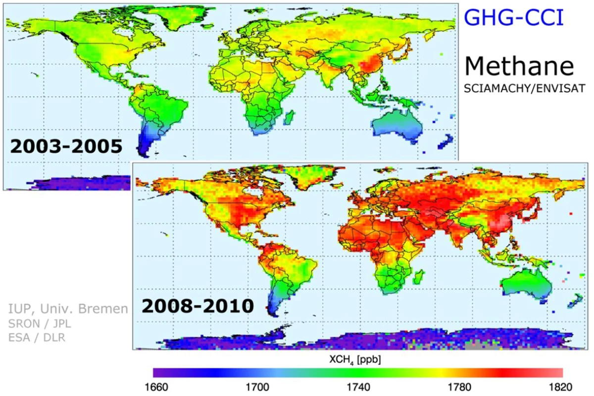 The collected data shows a steady increase in carbon dioxide and methane