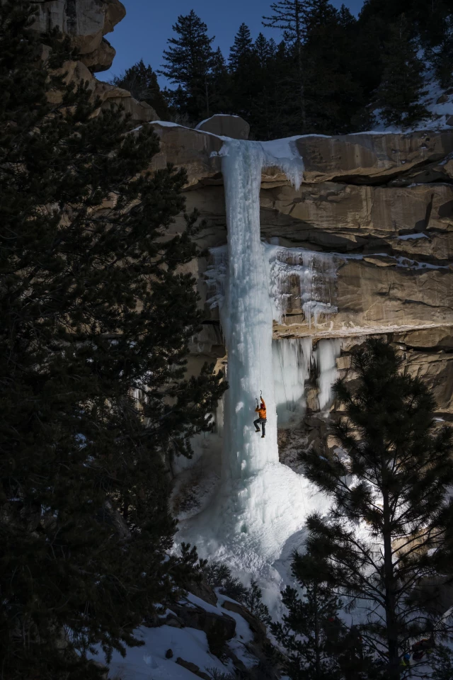 Agora's best water photography. 'Frozen water creates a path for climbers', Utah, United States