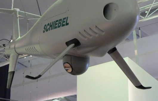 No, it's not flying indoors - a close-up of the Camcopter's camera module taken at the Australian International Airshow.