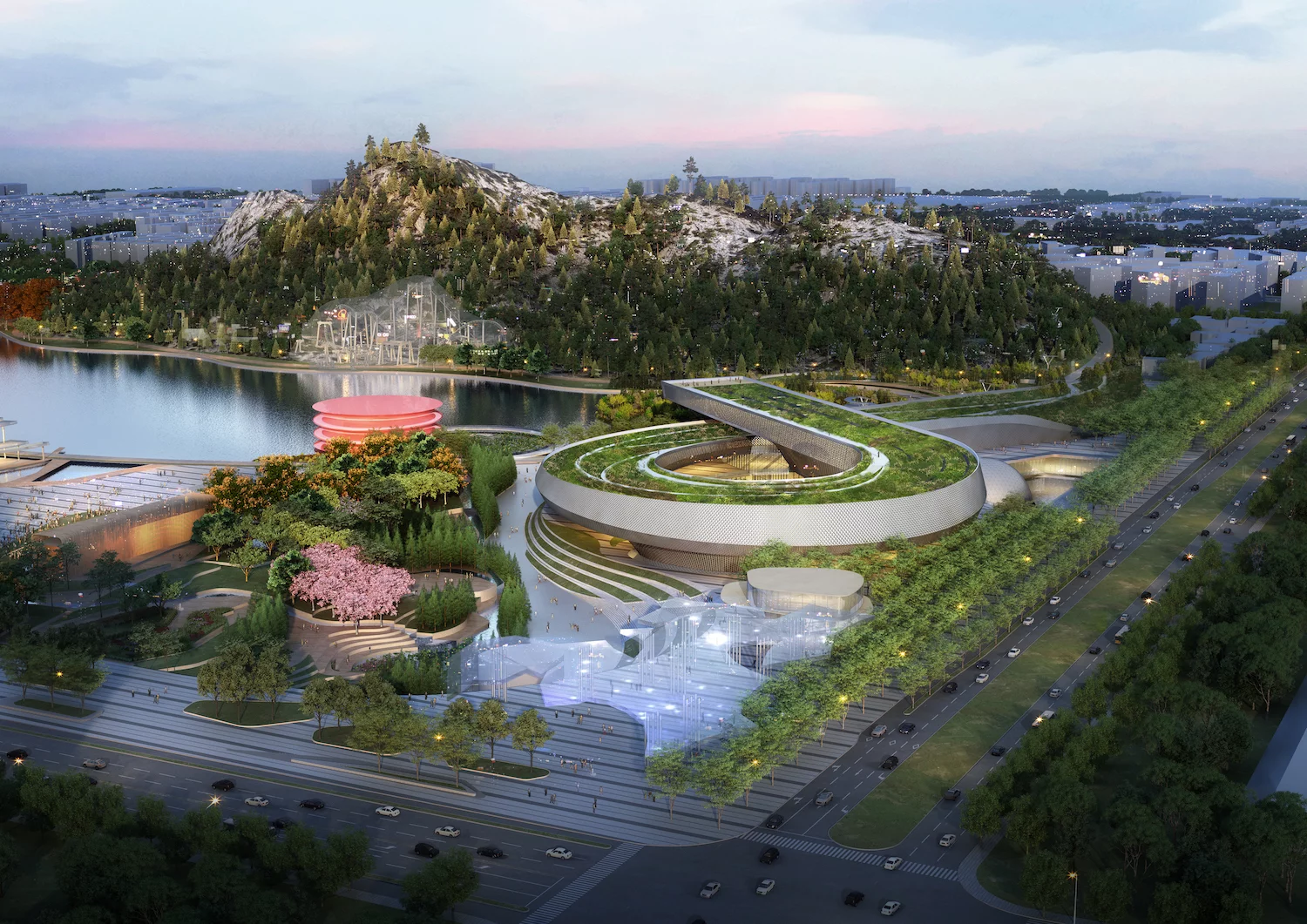 The Suzhou Science & Technology Museum is intended to serve as the centerpiece of a new cultural district in Shishan Park, northwest of Shanghai