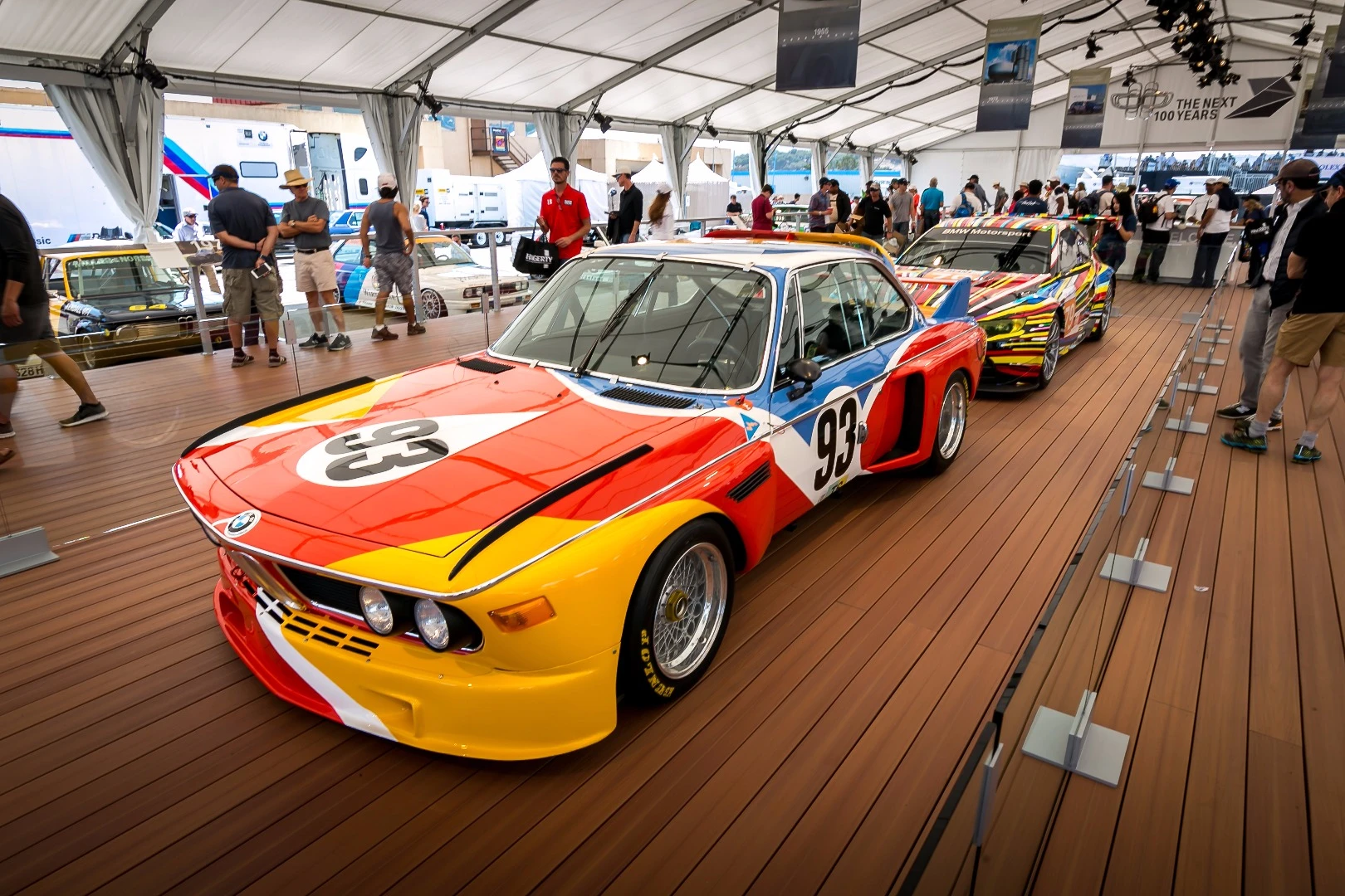 BMW Art Car by Alexander Calder plays main stage in the Beemer tent