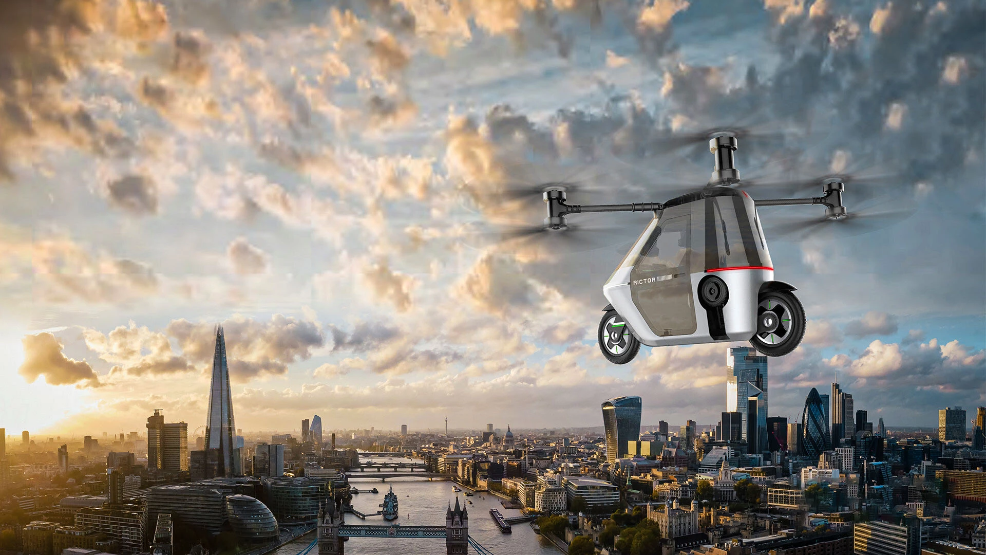 The Skyrider X1 features a four-axis, eight-propeller system