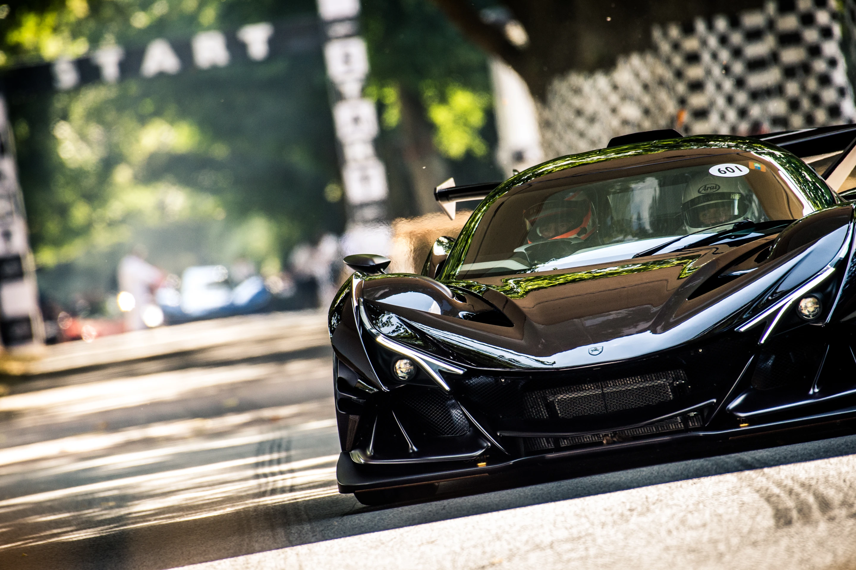 Action from the Michelin Supercar Run at the 2018 Goodwood Festival of Speed