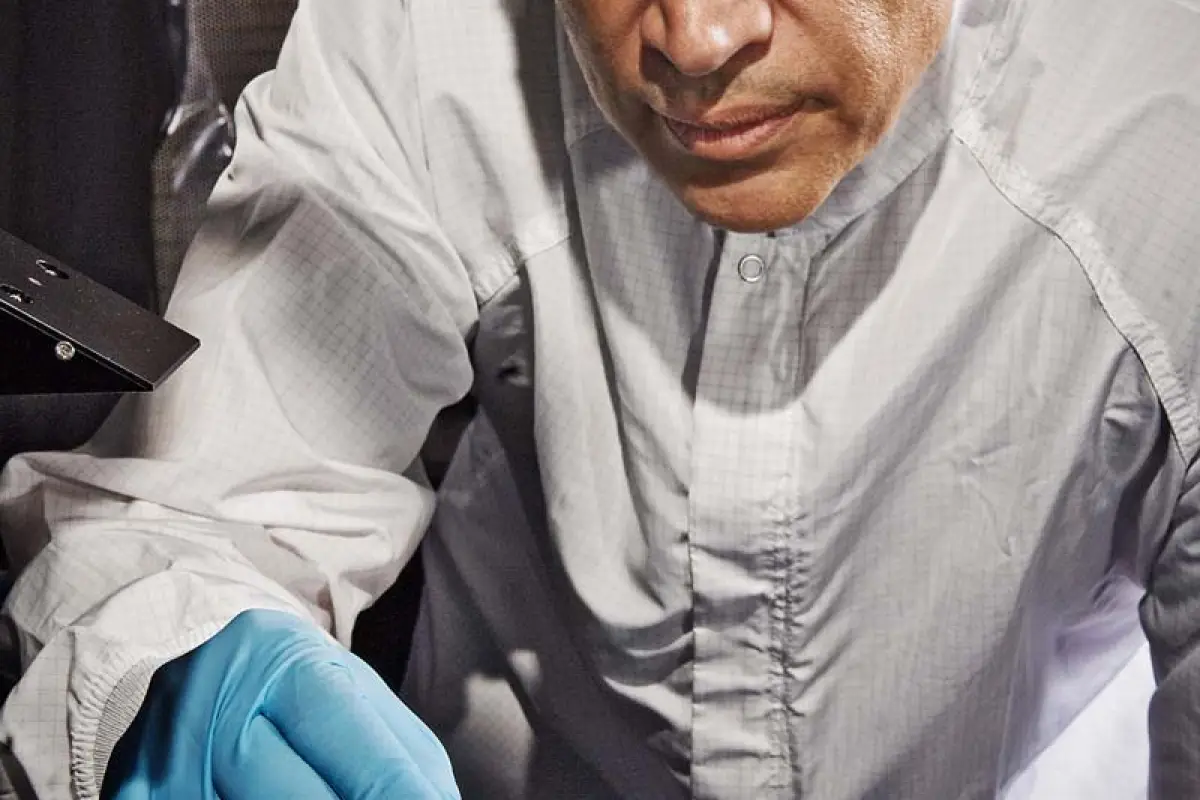 Principal Investigator John Hagopian and his team have developed a new technique to apply a super-black nanotech-based material to 3D components (Photo: NASA Goddard/Chris Gunn)