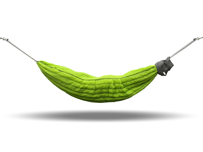 The Swayy Eira hammock comes with a rainfly that can be suspended from a ridge line above