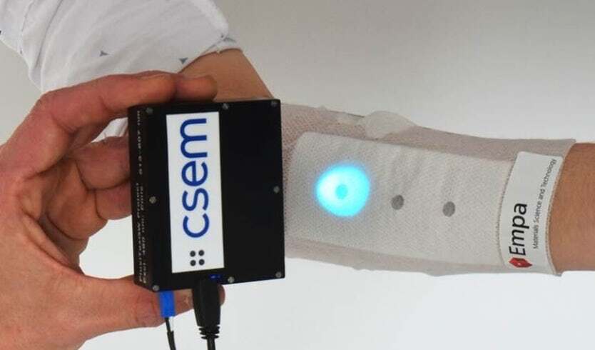 If a wound has turned chronic, sensor areas on the Flusitex bandage will glow when exposed to UV light
