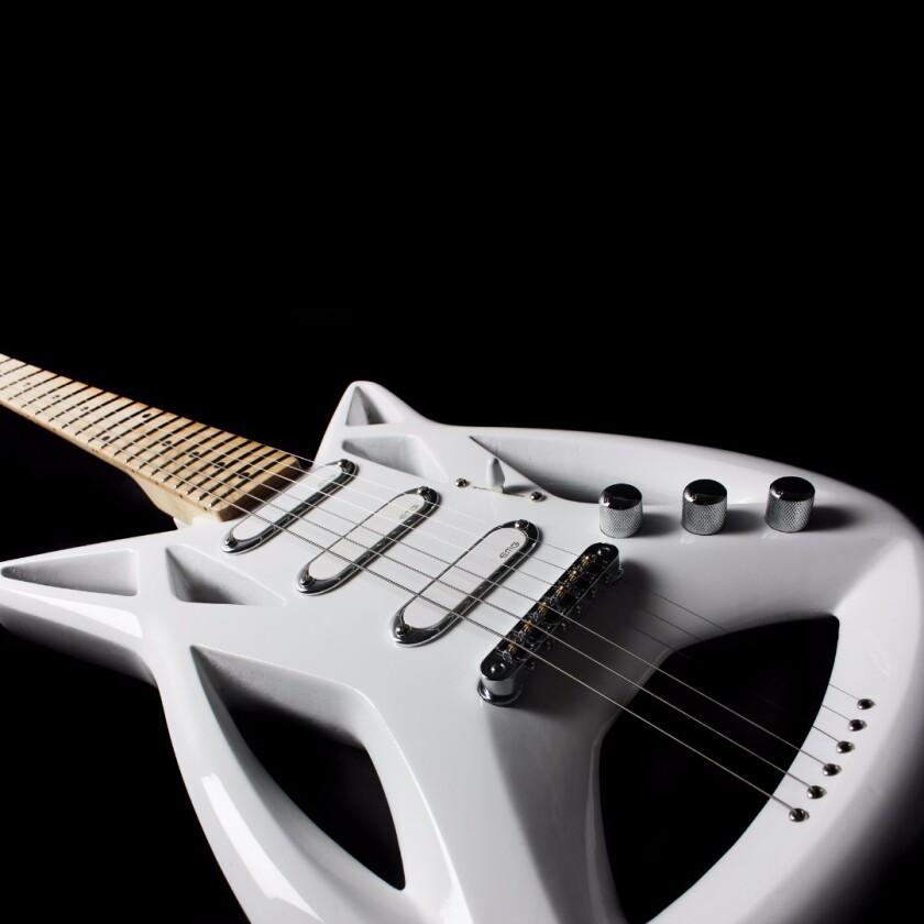 Mind the gap: The Eagle's strings get some air between the bridge and the back curve of the alder body