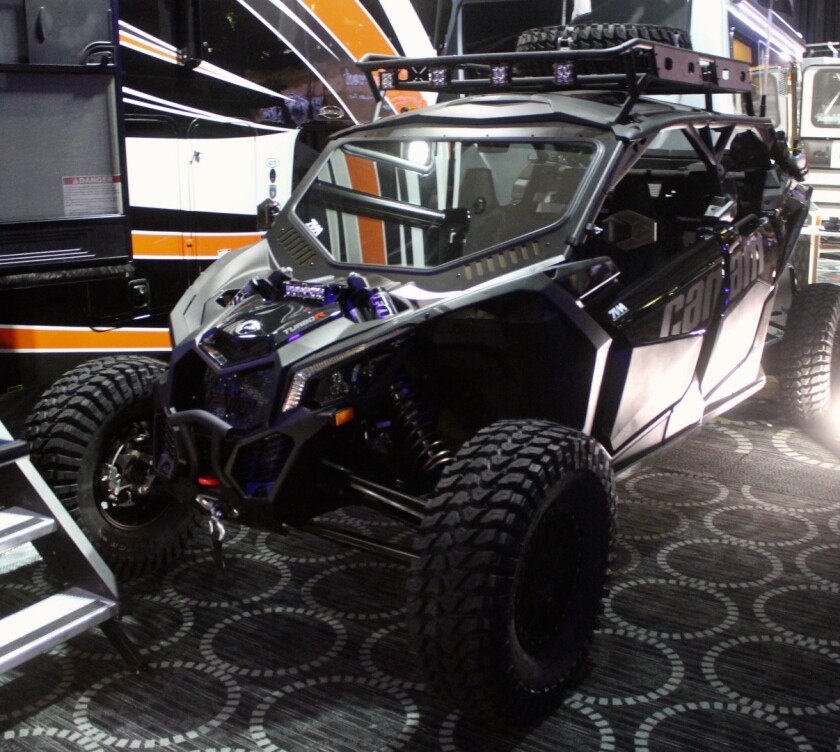 We're not sure that a Can-Am side-by-side is a necessary tailgate accessory, but the Cyclone does have a toy garage, so why not ...