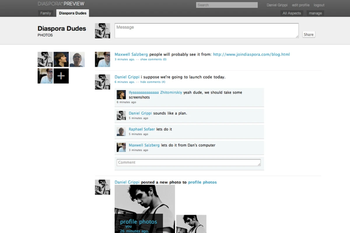 Diaspora screenshots