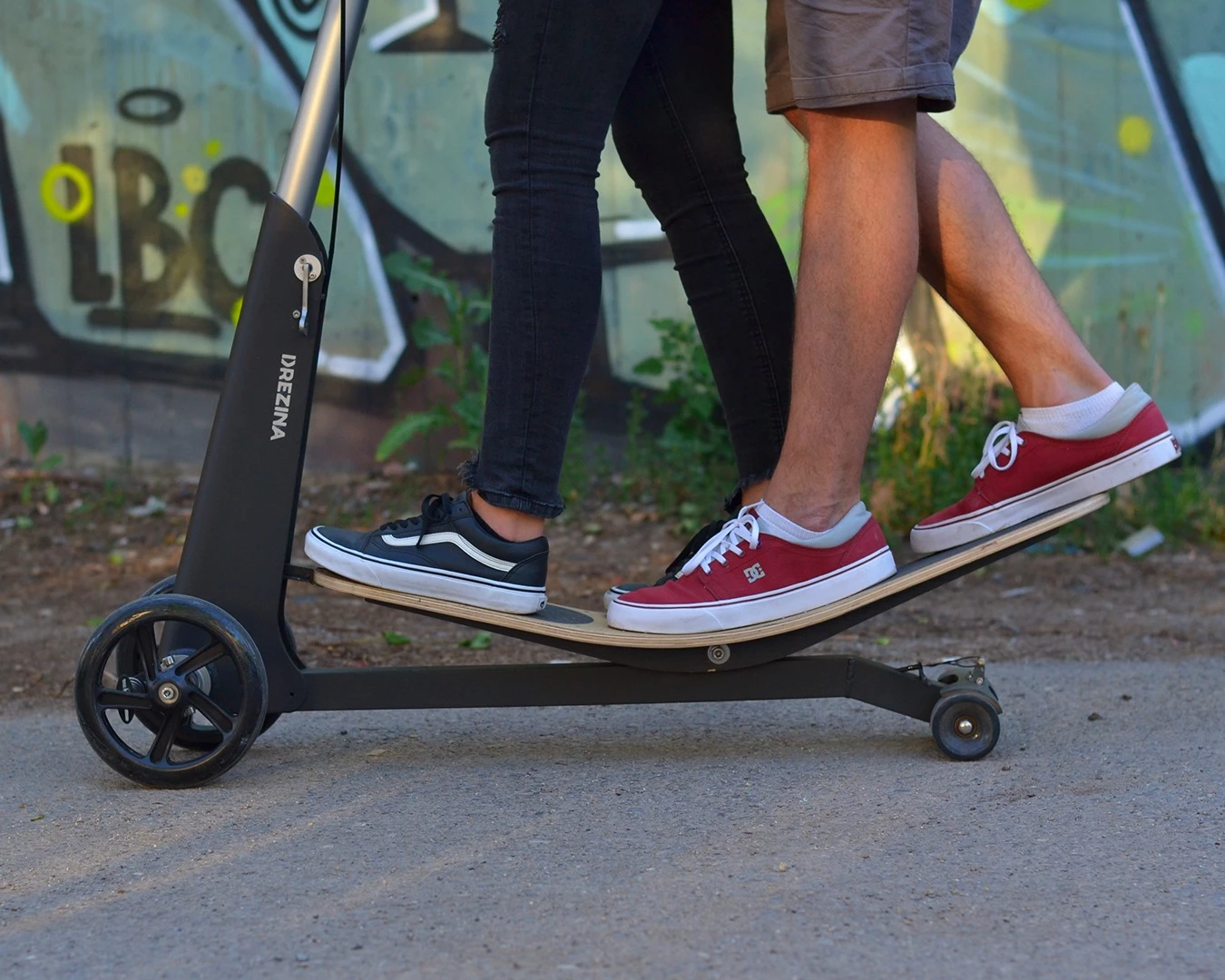 Two people can ride the Drezina at once – as long as they aren't too heavy