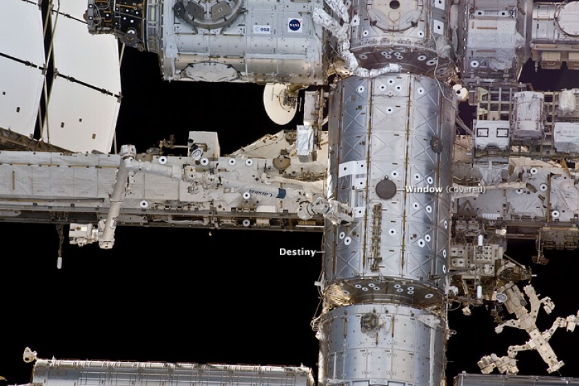 An image showing where the Window Observational Research Facility (WORF) rack is located aboard the ISS