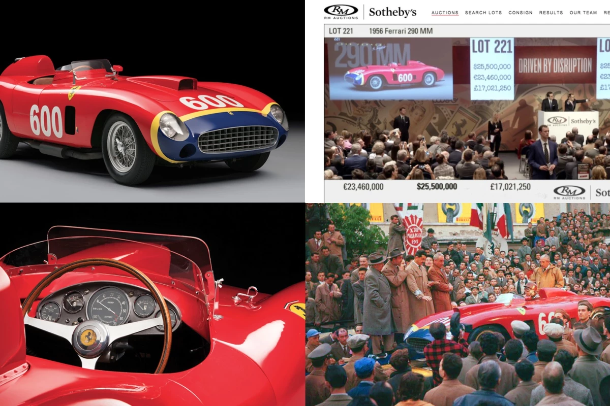 Fangio's Ferrari 290 MM fetched $28 million and became the third most expensive car ever sold
