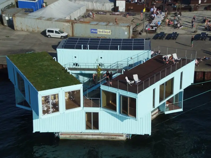 Danish architecture firm BIG (Bjarke Ingels Group) has designed a low-cost student housing made from floating shipping containers called Urban Rigger