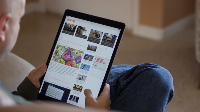 The iPad Pro makes for a huge tablet, but (at 713 g/1.6 lb) is pleasantly light for its size