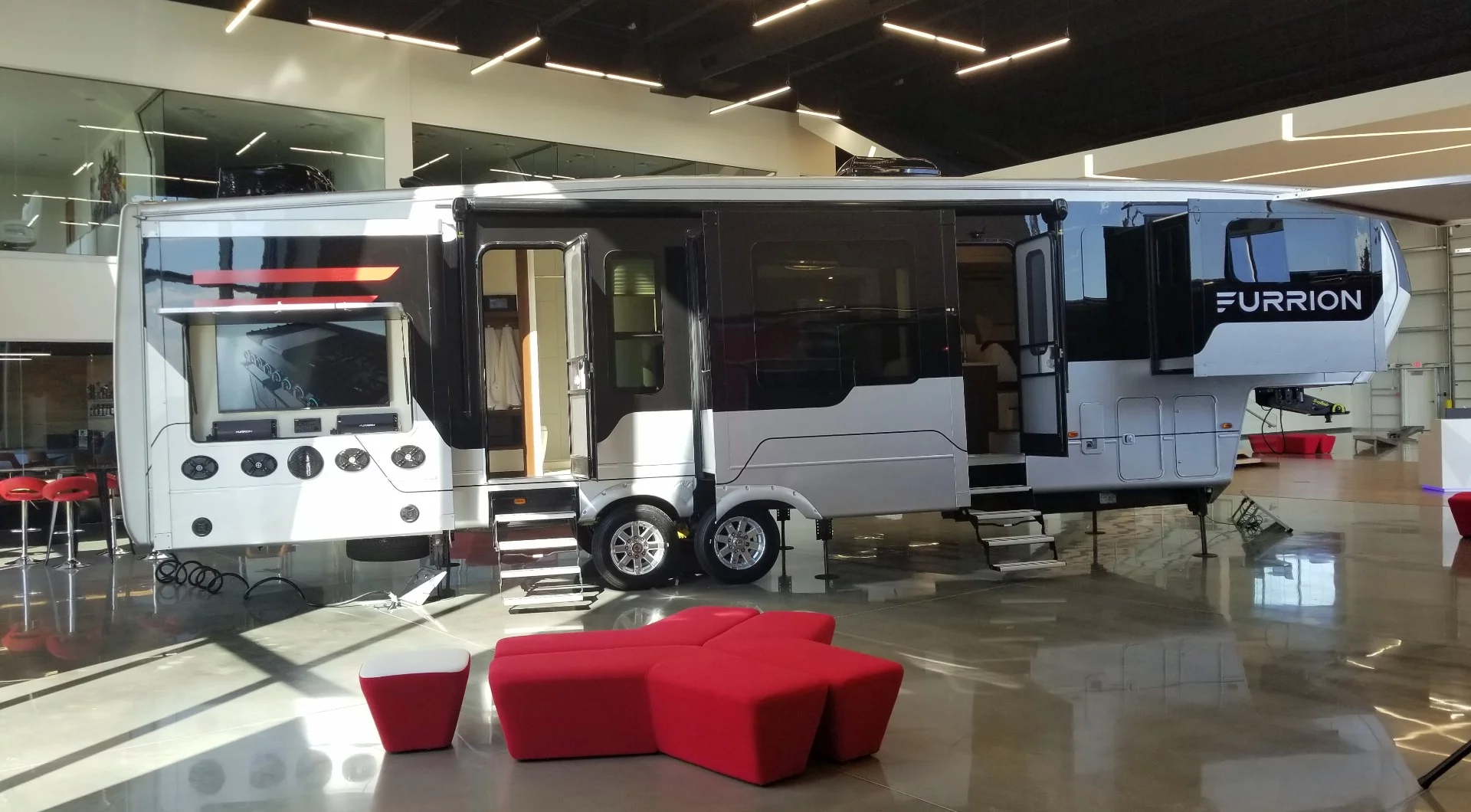 An outdoor entertainment area lets you enjoy your favorite programming in the great outdoors